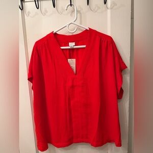 NWT a new day Bright Red V-Neck Blouse